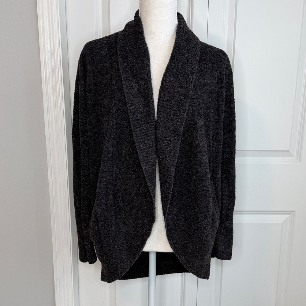 Barefoot Dreams Dark Grey CozyChic Lite Knit Circle Cardigan Sweater XS/S Fall
